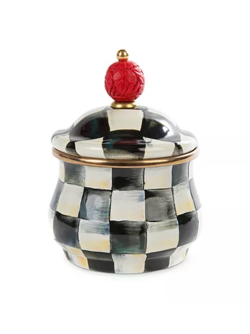 MacKenzie-Childs Courtly Check Ceramic Jar with Red and Black Accents